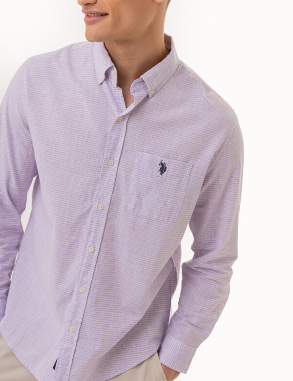 LONG SLEEVE HORIZONTAL STRIPE WOVEN SHIRT - Image 4