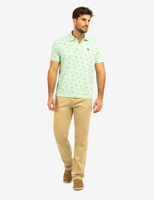 ALL OVER PALM PRINT JERSEY POLO SHIRT - Image 4